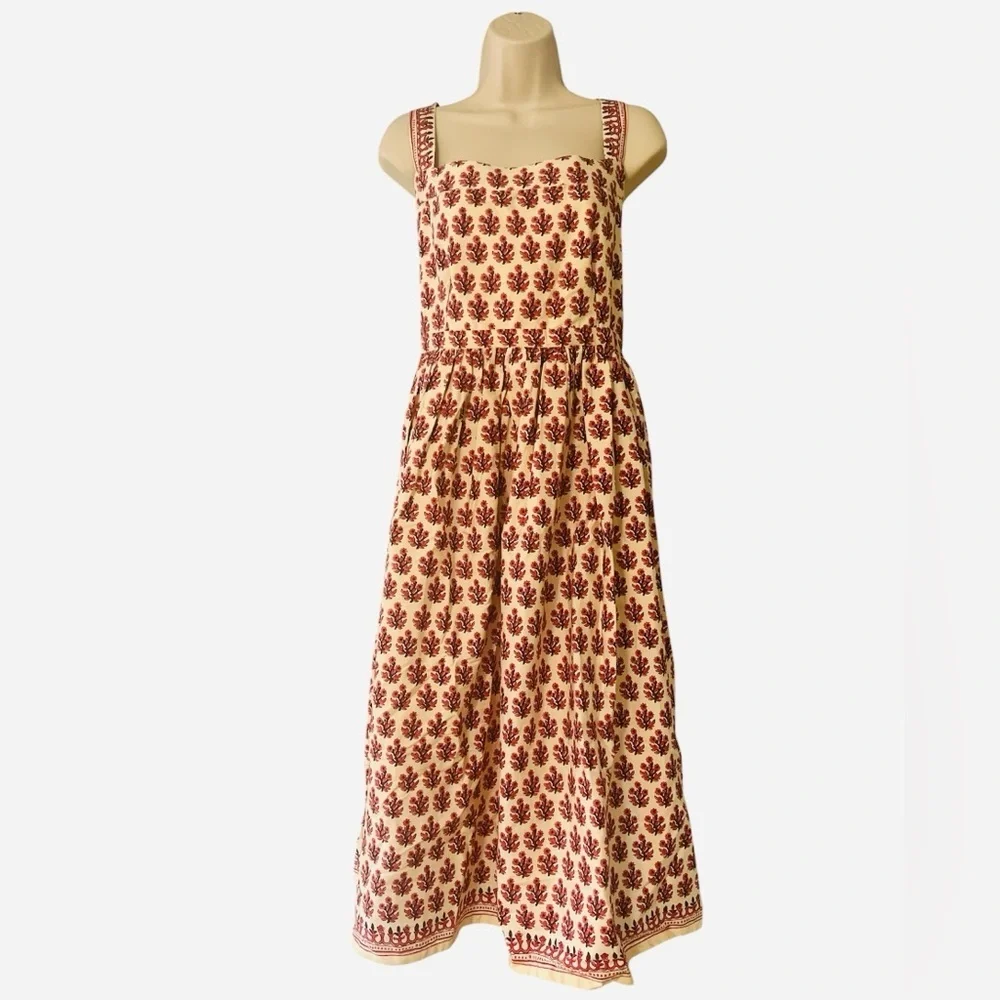 NWT J. Crew Embroidered apron dress in block print
